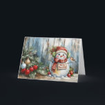 Classic Watercolor Merry Christmas Snowman Blank Holiday Card<br><div class="desc">Customize this Classic Watercolor Merry Christmas Snowman Blank Holiday card by adding your Holiday Greeting inside of the card or leave blank so you can add a handwritten message. This non-photo, non-denominational card is perfect for sending out to customers, friends, family, co-workers and teachers. Thank you for Visiting & Shopping...</div>