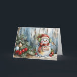 Classic Watercolor Merry Christmas Snowman Blank Holiday Card<br><div class="desc">Customize this Classic Watercolor Merry Christmas Snowman Blank Holiday card by adding your Holiday Greeting inside of the card or leave blank so you can add a handwritten message. This non-photo, non-denominational card is perfect for sending out to customers, friends, family, co-workers and teachers. Thank you for Visiting & Shopping...</div>