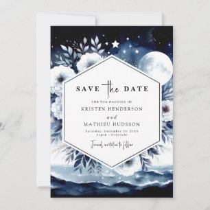 Classic Watercolor Moonlit Wedding Save The Date