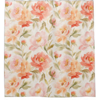 Classic Watercolor Peony Floral Pattern Coral Pink