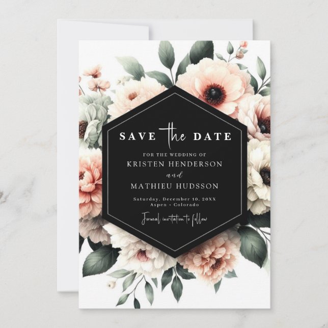 Classic Watercolor Pink Floral Wedding Save The Date (Front)