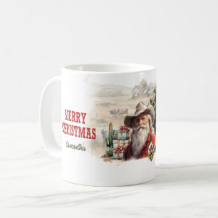 Classic watercolor Western with Santa cowboy hat Coffee Mug