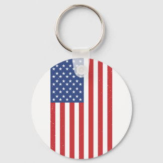 Classic Waving American Flag Design Keychain