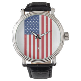 Classic Waving American Flag Design Watch