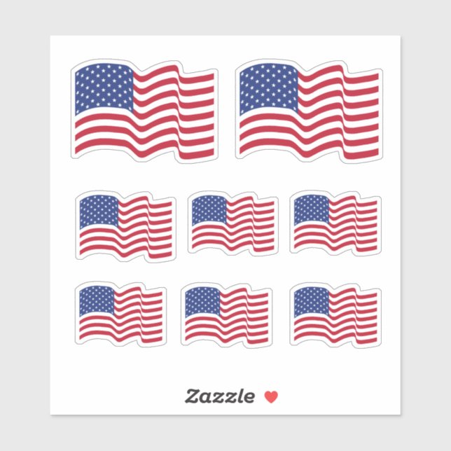 Classic Waving American Flag Stickers  (Sheet)