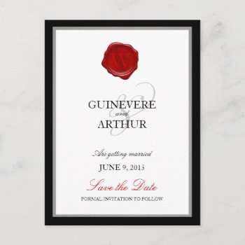 Classic Wax Seal Wedding Save The Date Announcement Postcard by loveisthething at Zazzle