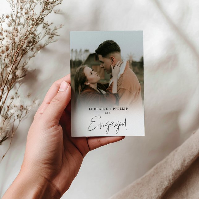 Classic We’re Engaged Photo Invite white Gradient (“We’re Engaged” Photo Invitation with White Gradient. Featuring your favorite engagement photo)