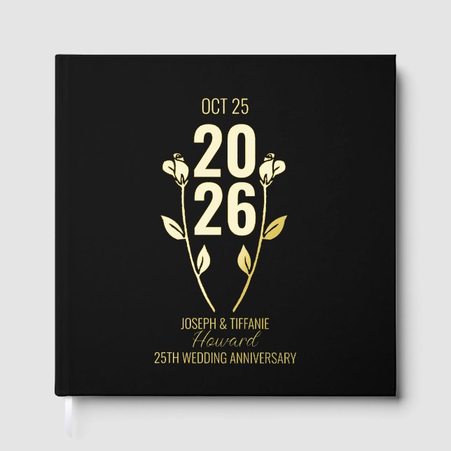 Classic Wedding Anniversary Foil Guest Book (Front)