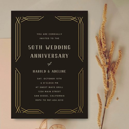 Classic Wedding Anniversary Gold Foil Invitation