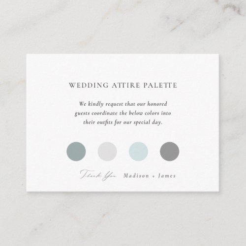 Classic Wedding Attire Color Palette Enclosure Card
