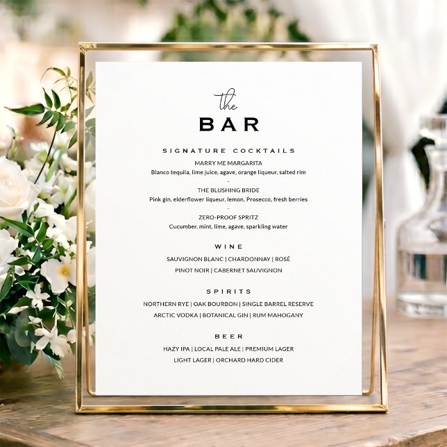 Classic Wedding Bar Menu Sign Minimalist White (Creator Uploaded)