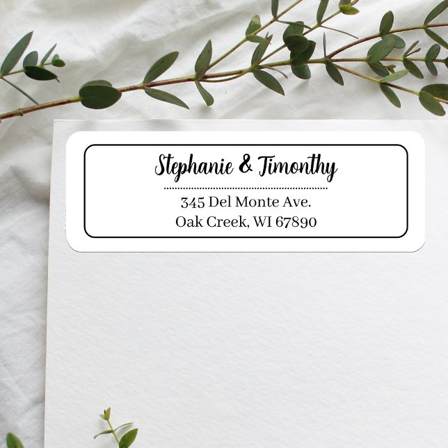 Classic Wedding Black | White Return Address Label (Effortlessly manage wedding correspondence with our simple return labels, ensuring seamless mailing.)