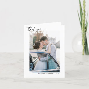 Classic Wedding Calligraphy Photo Thank You Card
