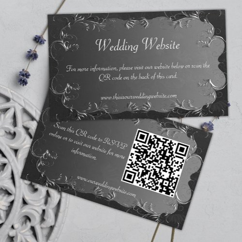 Classic Wedding Dark Silver Wedding Website  Enclosure Card