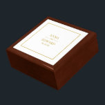 Classic Wedding Day Time Capsule Keepsake Box<br><div class="desc">Classic wedding personalized time capsule wooden keepsake box. Gold block text within a thin border on a white background. The time capsule is a fun gift for the wedding couple from friends, the wedding party, or family. Contents might include personal notes, photos, small memorabilia items from the wedding or period...</div>