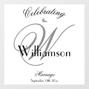Classic Wedding Gray Monogram Black Details White  Floor Decals