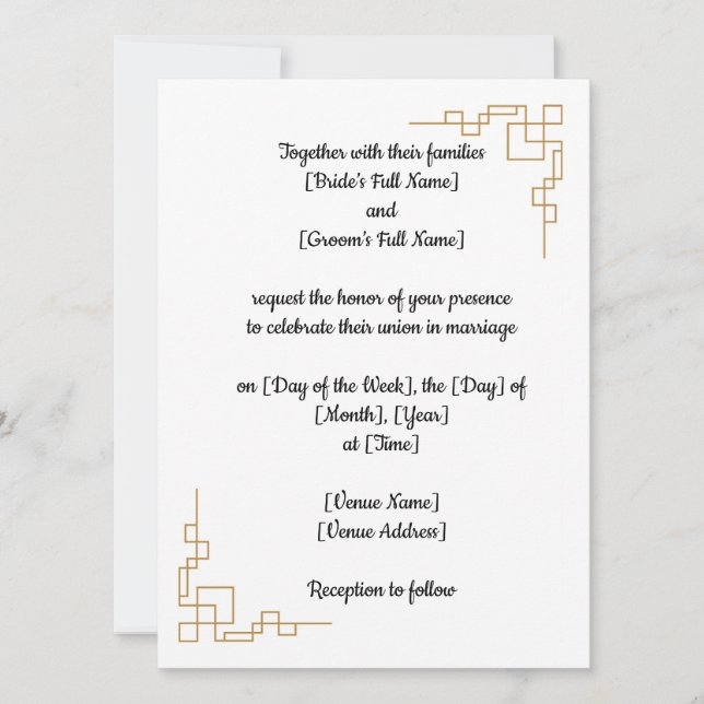 Classic Wedding invitation customizable (Front)