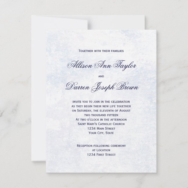 Classic Wedding Invitations in Blue (Front)