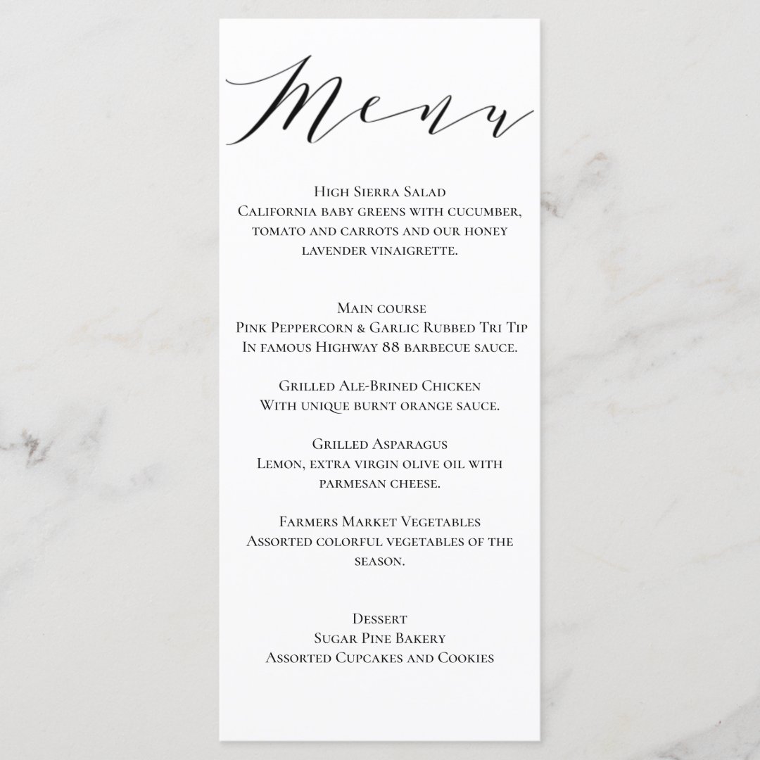 Classic Wedding Menu Zazzle