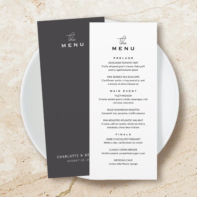 Classic Wedding Menu Card Chic Minimalist Gray (Creator Uploaded)