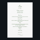 Classic Wedding Menu Card - (Green) Menu Cards<br><div class="desc">Sophisticated and full of charm,  these Classic menu cards are sure to bring an elegant touch to your table. Available in a variety of colors. Custom colors available upon request.</div>