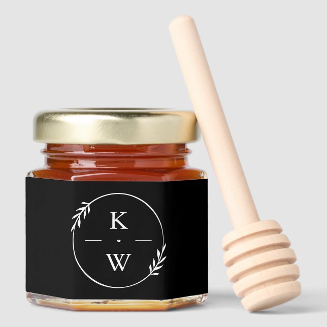 Classic Wedding Monogram Honey Jar Favors (Front)