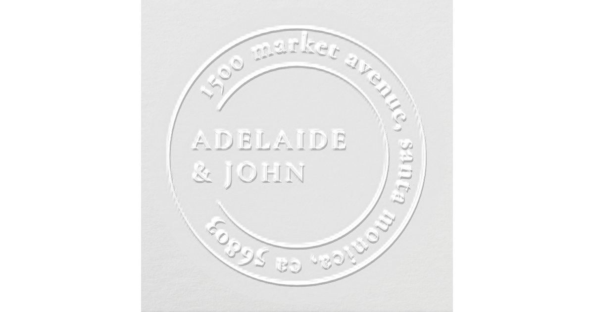 Classic Wedding Names & Round Return Address Embosser Zazzle