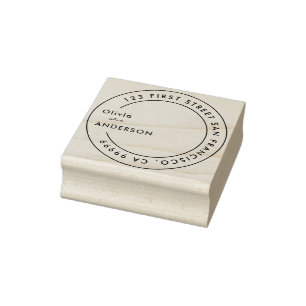 Classic Wedding Names & Round Return Address Rubbe Rubber Stamp