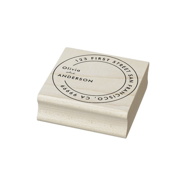 Classic Wedding Names & Round Return Address Rubbe Rubber Stamp (Stamp)
