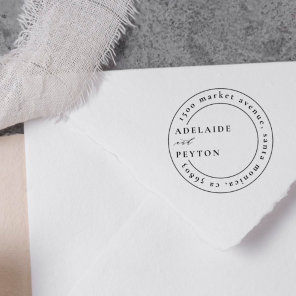 Classic Wedding Names & Round Return Address Rubber Stamp
