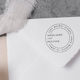 Classic Wedding Names &amp; Round Return Address Self-inking Stamp