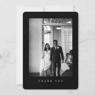 Classic Wedding Photo Black Rounded Thank You Card