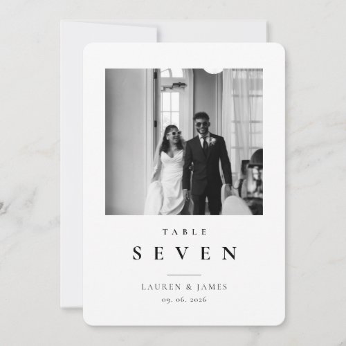Classic Wedding Photo Rounded Table Number Card