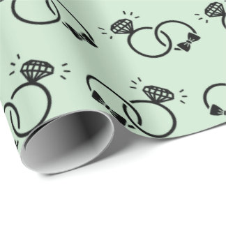 Classic Wedding Rings Design Light Green Seamless Wrapping Paper
