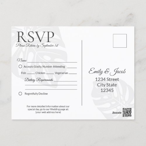 Classic Wedding RSVP Postcard Insert