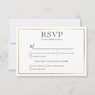 Classic Wedding RSVP Stylish Gold Frame Announcement
