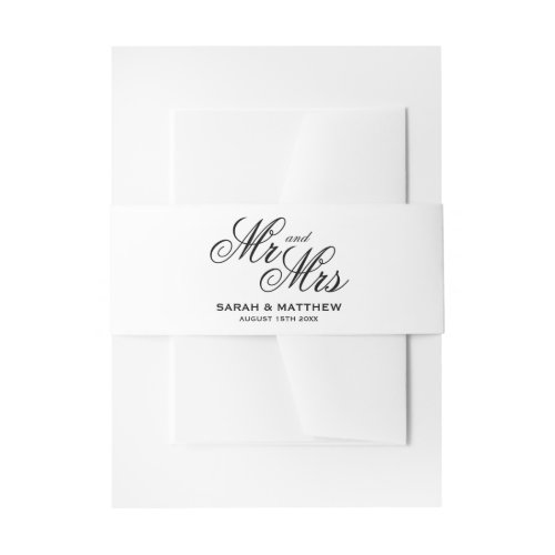 Classic wedding script typography Mr and Mrs Invitation Belly Band