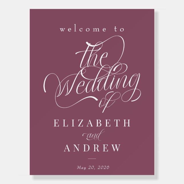 Classic Wedding Script | Wedding Welcome Sign (Front)