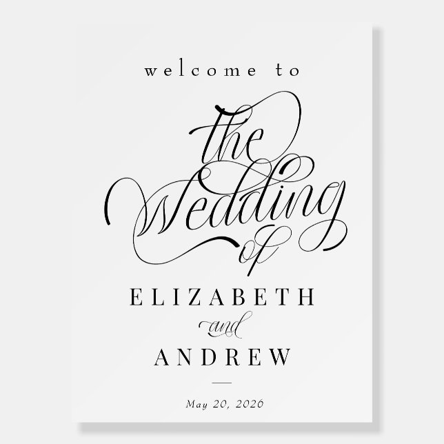 Classic Wedding Script | Wedding Welcome Sign (Front)
