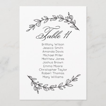 Classic Wedding Seating Chart. Table Plan 11 Invitation