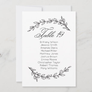 Classic wedding seating chart. Table plan 19 Invitation