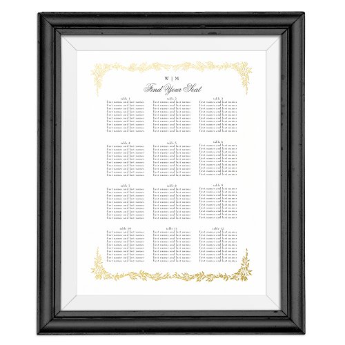 classic wedding table chart seating plan gold