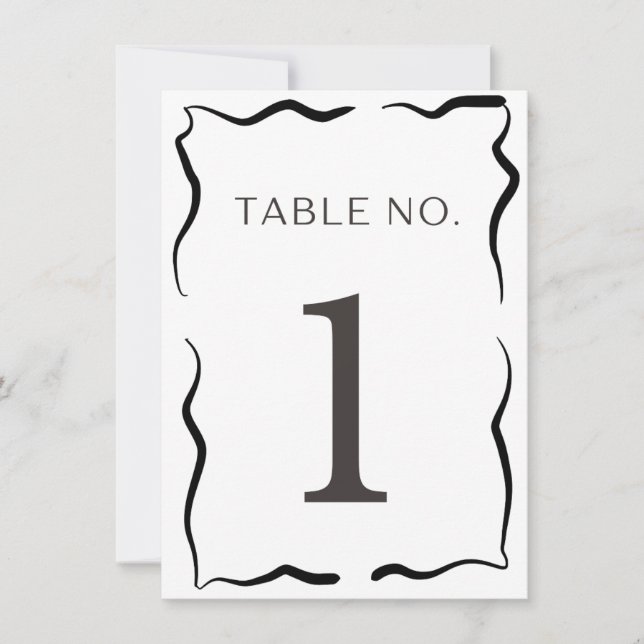 Classic Wedding Table Number – Elegant Black Borde (Front)