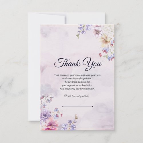 Classic Wedding Thank You Card for Guests