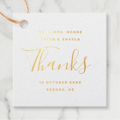 Classic wedding thank you foil favor tags