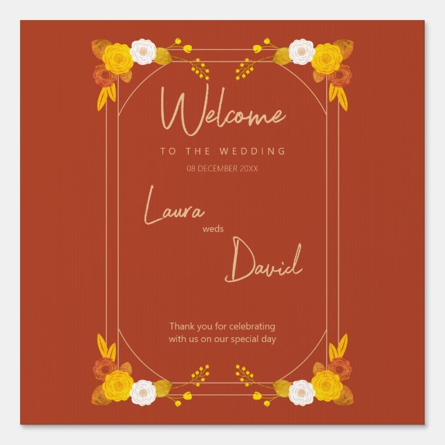 Classic Wedding Theme Welcome Board Sign (Front)