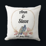 Classic Wedding Throw Pillow Gift<br><div class="desc">This is a splendid gift for a newlywed couple or for an anniversary gift as well. It is created with flowers,  gold rings and birds. Suitable for that special couple.</div>