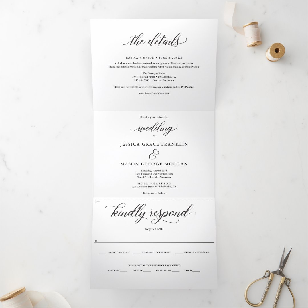 Classic Wedding Tri-Fold Invitations | Zazzle