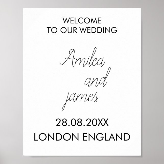Classic Wedding Welcome Sign Template, Elegant (Front)