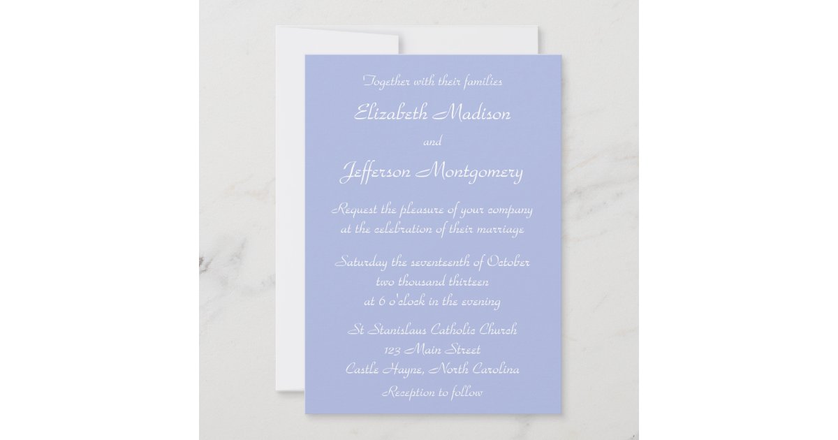 Classic Wedgewood Blue 1 Wedding Invitation Zazzle